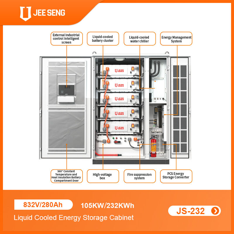 105KW 232KWh Armadio di accumulo di energia raffreddato a liquido per sistemi di accumulo di energia industriali e commerciali
