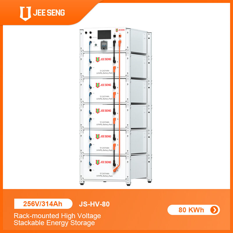 Batteria al litio impilabile ad alta tensione montata su rack per solare